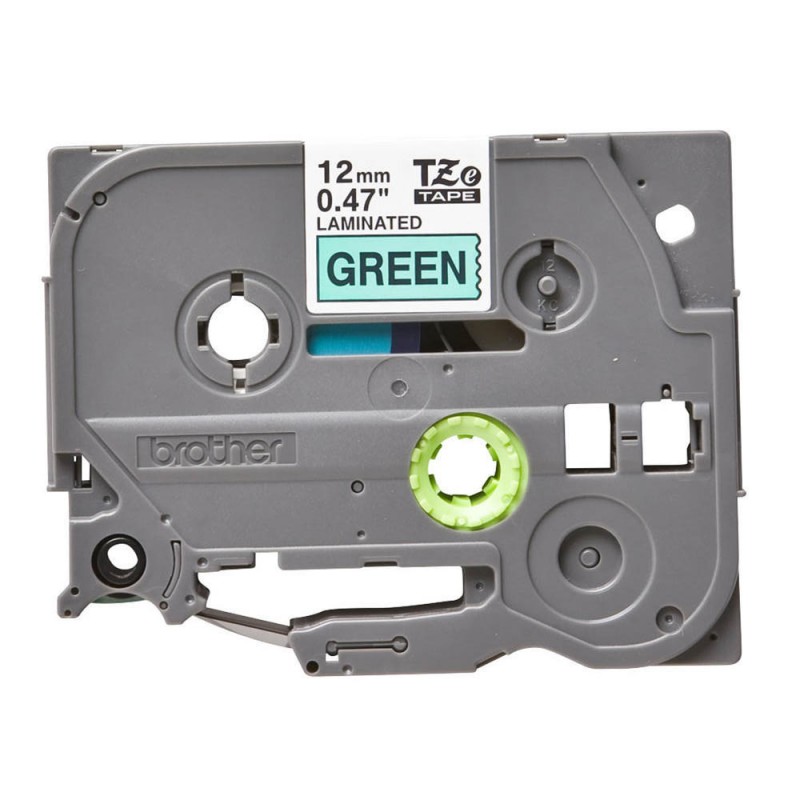 Brother TZe-731 Labelling Tape – Black on Green, 12mm wide Standard Laminated
